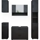 Vicco Badmöbel-Set Irma Anthrazit Hochglanz 5 Teile, Model 39593