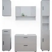 Vicco Badmöbel-Set Irma Weiß Hochglanz 5 Teile, Model 39588