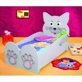 AEA --Kinderbett Jugendbett Bett Betten + Matratze Holzbett 90x200cm Tier Katze Neu