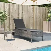 Prolenta Maison Exclusive - Sonnenliege mit Tisch und Auflage Grau Poly Rattan