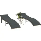 Prolenta Maison Exclusive - Sonnenliegen 2 Stk. mit Tisch Hellgrau Poly Rattan