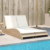 Prolenta Maison Exclusive - Sonnenliege mit Auflagen Beige 114x205x73 cm Poly Rattan