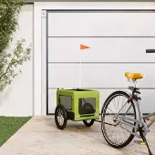 Prolenta Maison Exclusive - Fahrradanhänger Hunde Grün und Schwarz Oxford-Gewebe & Eisen