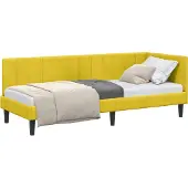 Syfax Eckbettgestell mit Kopfteil Gelb 80 cm x 200 cm Samt