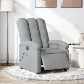 vidaXL Massagesessel Fernsehsesel Elektrisch Hellgrau Stoff 3204080