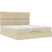 Syfax Ottoman-Bett mit Matratze Creme 160x200 cm Stoff