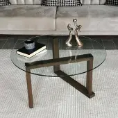 Dmora Couchtisch Denebra 80x80x41 cm Braun, mit Zeitschriftenhalter