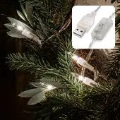 Hellum 20-tlg. LED-Lichterk. m. USB-Anschluss u. Schalter, Kabel transp.