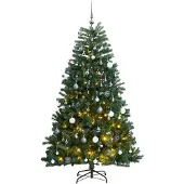 Syfax Künstlicher Weihnachtsbaum Klappbar 300 LEDs & Kugeln 210 cm