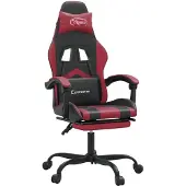 Syfax Gaming-Stuhl mit Fußstütze Drehbar Schwarz & Weinrot Kunstleder