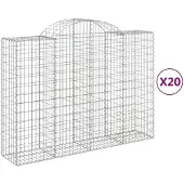 vidaXL Gabionen mit Hochbogen 20Stk. 200x50x140/160cm Verzinktes Eisen