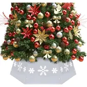 Prolenta Maison Exclusive - Weihnachtsbaumrock Silbern und Weiß Ø68x25 cm
