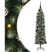 Syfax Künstlicher schlanker Weihnachtsbaum Grün und Weiß 180 cm