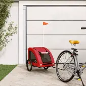 Prolenta Maison Exclusive - Fahrradanhänger Hunde Rot Oxford-Gewebe und Eisen