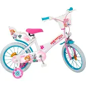 Toimsa Kinderfahrrad 16" TOI1681 Paw Patrol weiß mit Stützraedern für Maedchen