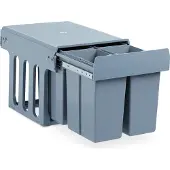 Relaxdays Einbaumülleimer Küche, Auszug, Müllsystem Unterschrank, Kunststoff, 4x je 8 l, HBT: 35,1 x 34,3 x 48 cm, grau