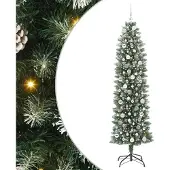 Syfax Künstlicher schlanker Weihnachtsbaum Grün und Weiß 210 cm