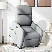Prolenta Maison Exclusive - Massagesessel mit Aufstehhilfe Hellgrau Stoff