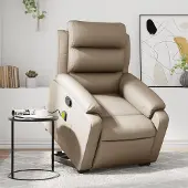 vidaXL "im " Massagesessel mit Aufstehhilfe Cappuccino-Braun Kunstleder - Fernseh- & Relaxsessel CC9089