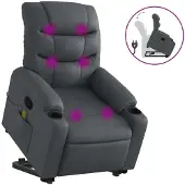 Syfax Massagesessel mit Aufstehhilfe Grau Kunstleder