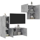 vidaXL Best Möbel 4-tlg. Wohnwand Betongrau Holzwerkstoff CHY4007373