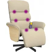 Syfax Massagesessel mit Fußteil Creme Stoff