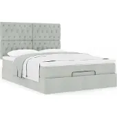 Syfax Ottoman-Bett mit Matratzen Hellgrau 140x190 cm Samt