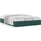 Syfax Ottoman-Bett ohne Matratze Dunkelgrün 140x200 cm Samt