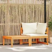vidaXL "2026 Promotion" 2-tlg. Garten-Lounge-Set mit Kissen Cremeweiß Akazienholz - Gartenstühle CC9530