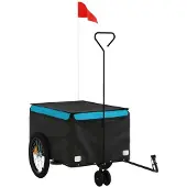 Syfax Fahrradanhänger Schwarz und Blau 30 kg Eisen