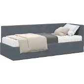 Syfax Eckbettgestell mit Matratze mit Kopfteil 2 pcs Grau Samt