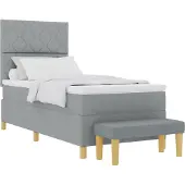 Syfax Boxspringbett mit Kissen Hellgrau 200 x 100 cm Stoff