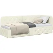 Syfax Eckbettgestell Creme 80 x 200 cm Samt