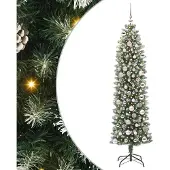 Syfax Künstlicher schlanker Weihnachtsbaum Grün und Weiß 180 cm