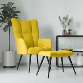 Prolenta Maison Exclusive - Relaxsessel mit Hocker Senfgelber Samt