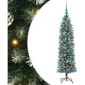 Syfax Künstlicher schlanker Weihnachtsbaum Grün und Weiß 150 cm