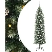 Syfax Künstlicher schlanker Weihnachtsbaum Grün und Weiß 210 cm