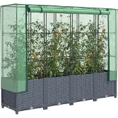 vidaXL Möbel Hochbeet mit Gewächshaus-Aufsatz Rattan-Optik 160x40x138 cm - Beete 4015830