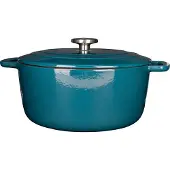 COSY&TRENDY Schmortopf mit Deckel – Gemütlich & Trendig – Fontestic – Emailliertes Gusseisen – 28 cm Durchmesser – 6,15 l – Für alle Herdarten geeignet, inklusive Induktion – Blau