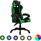 Syfax Gaming-Stuhl mit RGB LED-Leuchten Grün und Schwarz Kunstleder