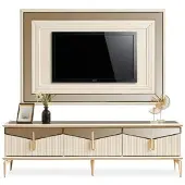 Xl Moebel Gmbh Luxus Wohnwand TV Ständer Wandpanel Wohnzimmer RTV Lowboard Gold