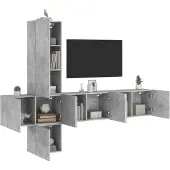 vidaXL 5-tlg. Wohnwand Betongrau Holzwerkstoff 3216460