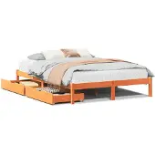 Syfax Massivholzbett ohne Matratze Wachsbraun 135x190 cm Kiefernholz