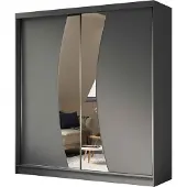Beautysofa Schwebetürenschrank VOX II 200 cm – Kleiderschrank mit Schubladen, Spiegel & Schiebetüren (Graphit)