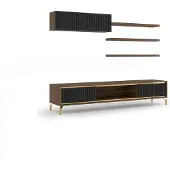 AEA Komplett Wohnwand Wandschrank Holzmöbel Modern Set 5tlg 3x Wandregale Neu