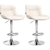 CLP 2er Set Barhocker Vonore Kunstleder chrom - creme