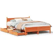 Syfax Massivholzbett ohne Matratze Wachsbraun 135x190 cm Kiefernholz