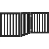 Syfax 3-tlg. Hundetor Faltbar Schwarz 150 cm Pappelholz