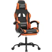 Syfax Gaming-Stuhl mit Fußstütze Schwarz und Orange Kunstleder