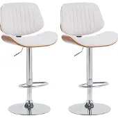 CLP 2er Set Barhocker Clawson Stoff chrom - walnuss/creme